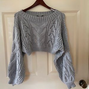 Hera cable knit gray cropped sweater - size S NWT